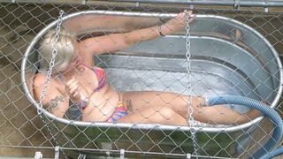 Bikini MILF Slut Vivica is Locked in the Tank Tormented with Cold Water HDmp4