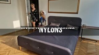 Clips 4 Sale - Double dildo fun in seamed nylons - medium resolution