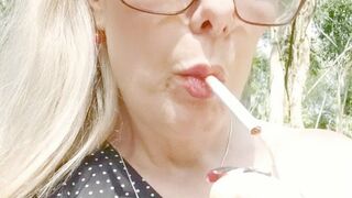 Clips 4 Sale - Smoking in the outdoor Park - Nose exhales - Coughing