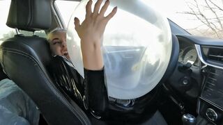 Nastya stuck in the airbag