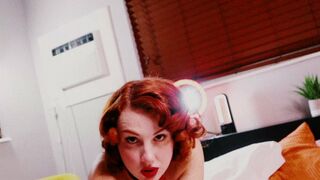 Pin-up Ginger PAWG Winter Ryleigh uses a hitachi vibrator