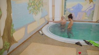 Soccer mom Cindy Shine and a hot teen Lovita Fate are fucking in the pool