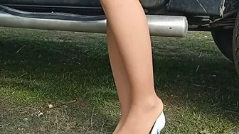 Clips 4 Sale - Legs In Pantyhose Posing Near Car