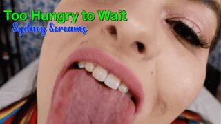 Too Hungry to Wait - same-size vore scene featuring: mouth fetish, BBW vore, bloated belly, and burping - 1080 MP4