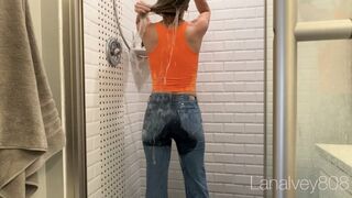 Casual Piss and Shower Wearing Jeans