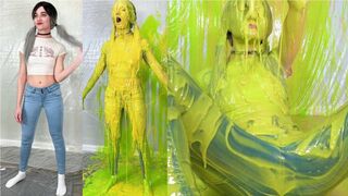 Clips 4 Sale - Misses Blasted with Slime in Jeans and White T-shirt