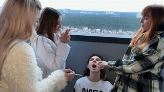 Sadistic Humiliation Of Human Ashtray With Spit And Ashes - Public Lezdom Party (MP4 HD 1080p)