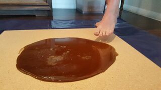 Karina Stuck Barefoot in Super Sticky Glue Trap