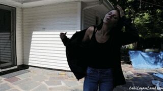 Clips 4 Sale - Sprayed to Strip: Cali complains through her ball gag after being hosed down, stripped nude and handcuffed
