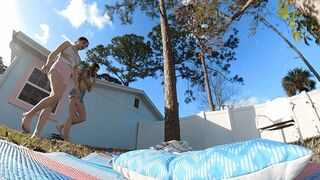 **VR 360** Caught Spying Outdoors On Sexy Giantess Bellaluxx & Greasy Rose