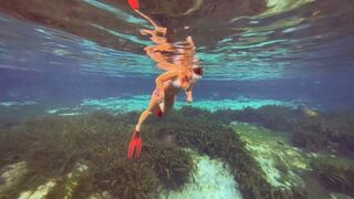 Carissa freediving at the spring with added bonus footage topless