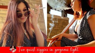 Clips 4 Sale - Smoking in Glasses then No Glasses - 2 cigs, both in lovely light