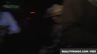 Slutty Cowgirls party In the VIP flashing and sucking cock