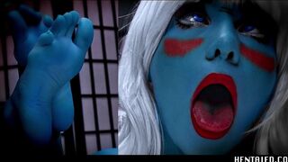 Real Life Hentai - JOI - Blue Alien - Red Pussy - Jerk off Instruction - Bondage - Feet Pose