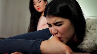 Asian Cousins Teen Lesbian Foot Worship / Licking