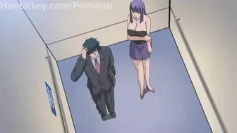 Hentai Key - Busty Chick Elevator Blowjob