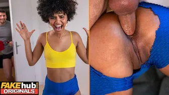 Fakehub Originals - Sexy Young Ebony Babe Gets Pranked By Her Housemate Before Having Anal Sex