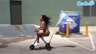 Big Ass Latinas Ride Electric Trikes at Public Beach Big Booty