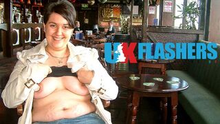 Shameless British BBW Flashing Huge Tits everywhere at UK-Flashers