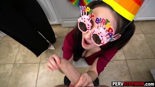 Blowjob party with wet stepmom and teen