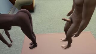 Sims 4 Sexy Yoga White Guy Fucks Indian Girl and Cum on Face and Tits