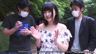 Japanese Brunette Tsuna Kimura Blows Dick Outdoors with a Group of Men Uncensored.