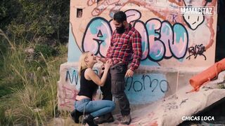 Bitch Helena Valentine Outdoor Fucking with Big Dick Bearded Guy