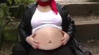 Emz Showing off her Pregnant Belly and Hairy Pussy