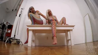 Clips 4 Sale - Ella Noir And Abi Matching Mini Laptops Butt Crushed - Floor View 4K