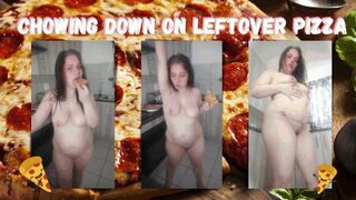 Clips 4 Sale - Chowing Down on Leftover Pizza