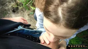 Russian Slut Make Blowjob Outdoor After University