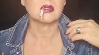 Clips 4 Sale - Smoker MILF in denim with big clevage smokes close up naughty seductive her Camel 100*sunglasses*glossy lips