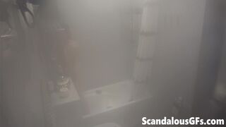 Video of my girlfriend naked in the bathroom enjoying a flattering shower