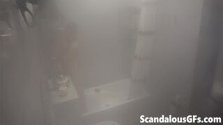 Video of my girlfriend naked in the bathroom enjoying a flattering shower