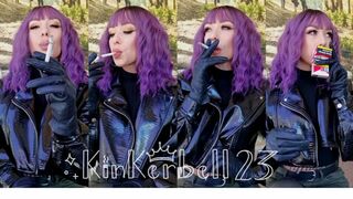 Clips 4 Sale - Chain-smoking outdoors wearing PVC & Leather