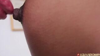 Petite Shy Amateur Asian Gets a Hairy Creampie from White Tourist