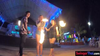 Amateurs enjoy fire show and sex at home