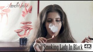 Smoking Lady In Black (SD, mobile version) - Big Boobs & Cleavage Fetish Smoking Show!