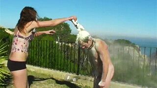 Clips 4 Sale - Freezing swimming, eggs and flour - Brutal Princess & osel - MP4 Clip