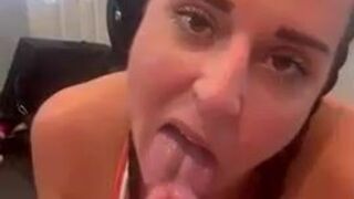 Dirty Talking Wife Gives Blowjob  Titfuck Wearing Hooters Sports Bra