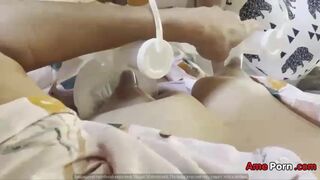 Gorgeous Blonde Milf Breast Pump   Covered In Cum