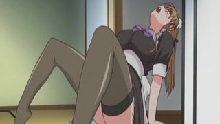 Anime maid masturbates to thoughts of her boss
