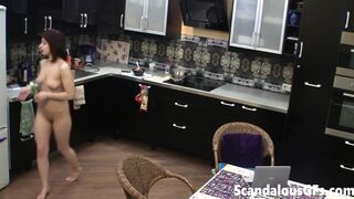 Scandalous GFs - My naughty exgirlfriend making dinner naked in the kitchen