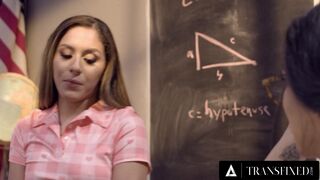 TRANSFIXED - Popular 18yo Lesbians Team Up To Fuck Their Hot New Trans Latina Teacher Jessy Dubai