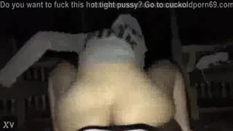 Wife has big orgasm with black bull while husband watches