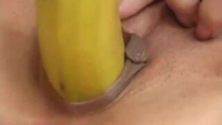 Asian Jariya shoves a banana deep in her tight pussy