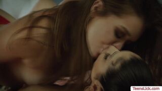 Two beautiful lesbians love rimjob sex