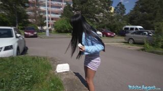 cute looking Colombian babe is fucked outdoors in public