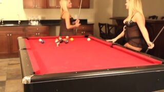 Naughty lesbos playing naked on pool table