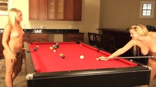 Naughty lesbos playing naked on pool table